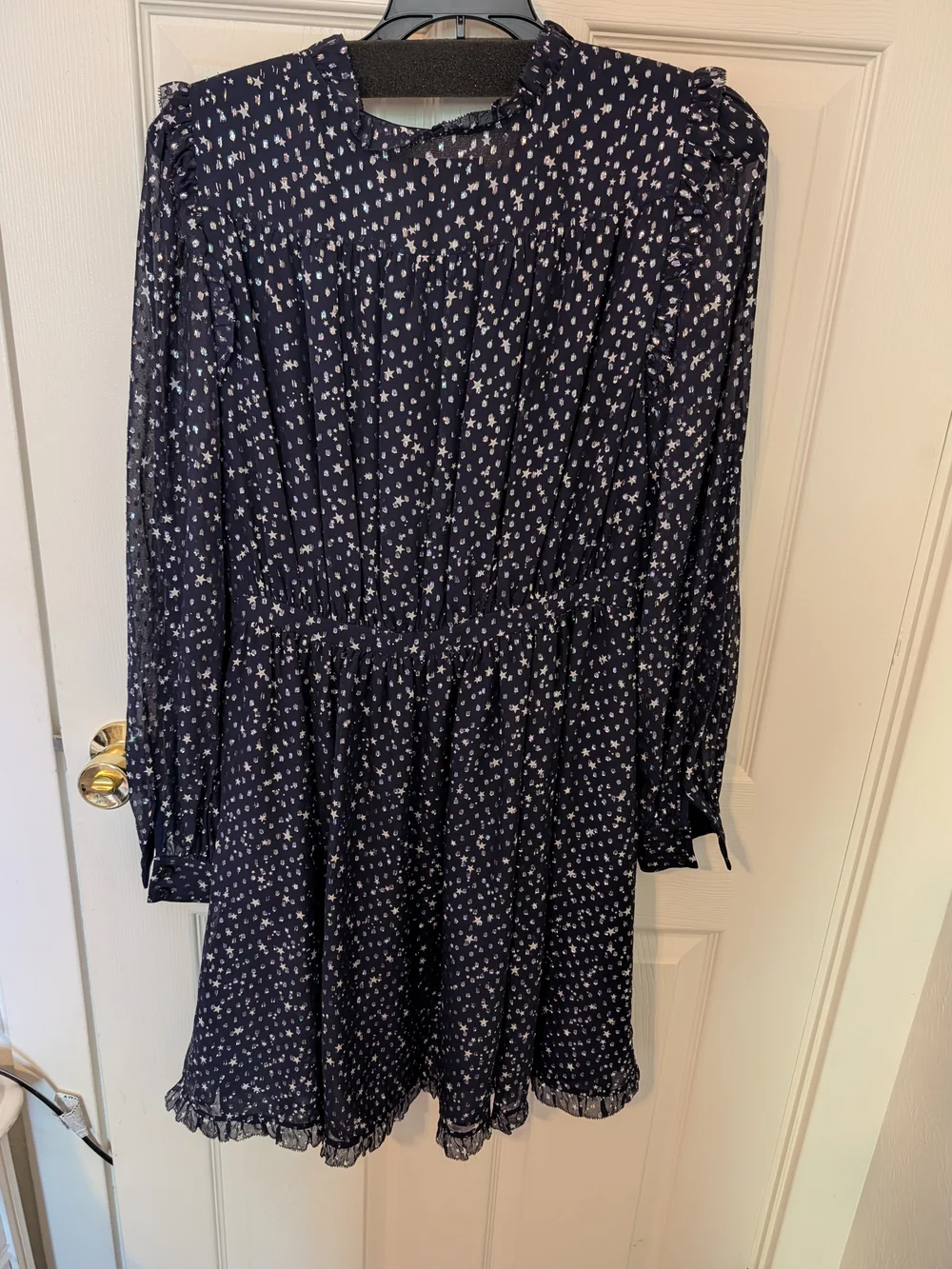 kate spade Navy and White Long Sleeve V-Neck Floral Dress